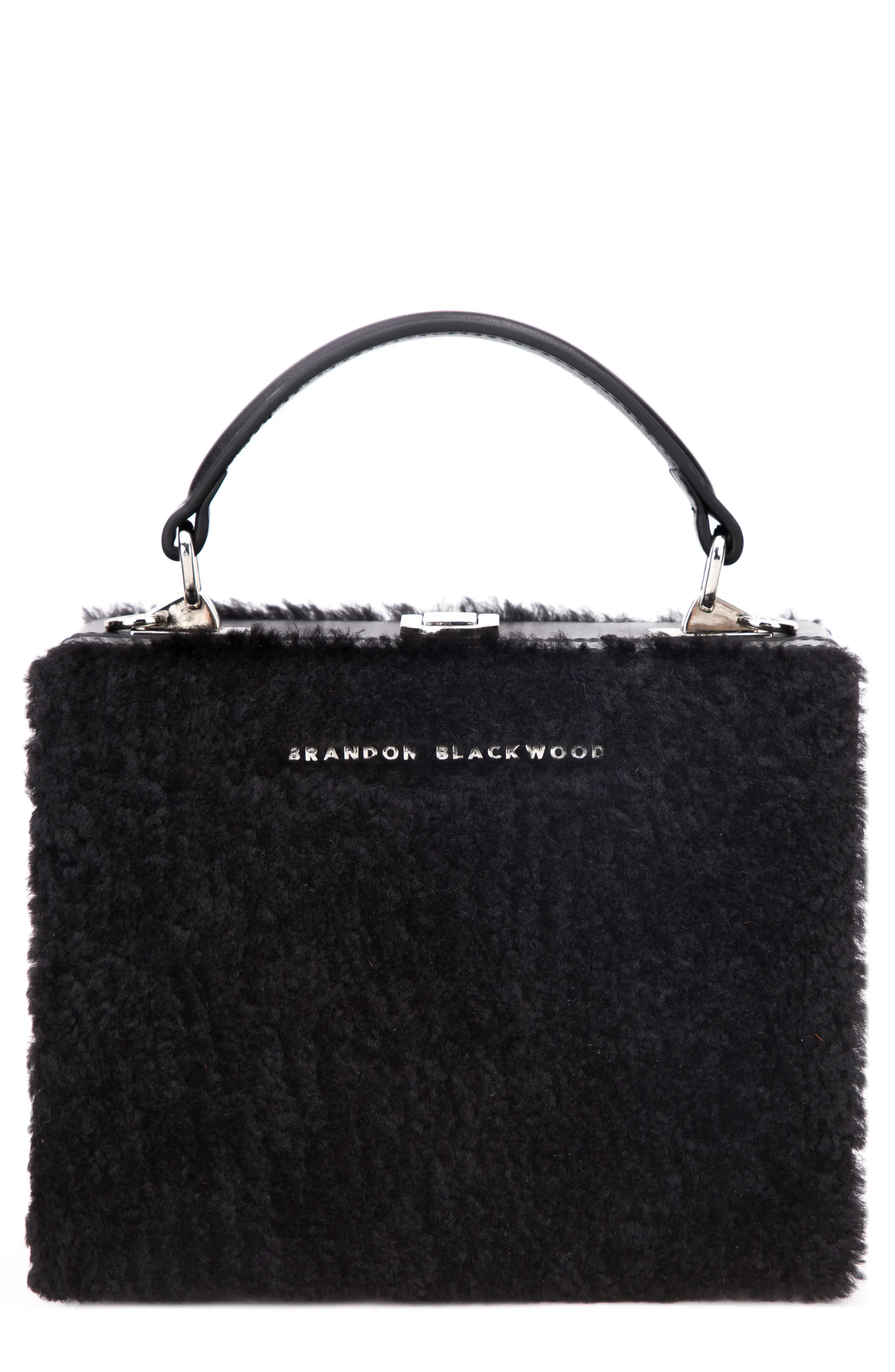 Brandon Blackwood Kendrick Trunk Crossbody Bag in Black Shearling at Nordstrom | Nordstrom