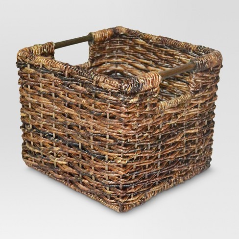 Wicker Small Milk Crate Dark Brown 8"x10" - Threshold™ | Target