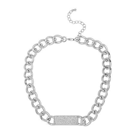 Worthington Silver-Tone Crystal ID Link Necklace | JCPenney