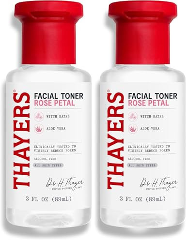 THAYERS AlcoholFree Witch Hazel Facial Toner with Aloe Vera Formula, Clear, Rose Petal, 3 Fl Oz (Pack of 2) | Amazon (US)