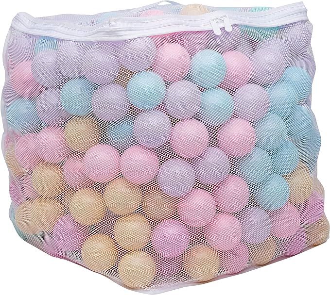 Amazon Basics BPA Free Plastic Ball Pit Balls with Storage Bag, 400 ct (2.3” Diameter), Pastels | Amazon (US)