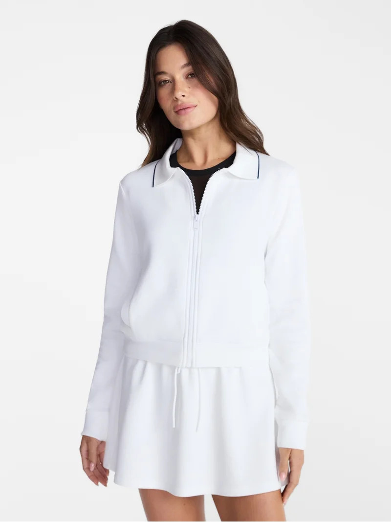 Avia Women's and Women's Plus Zip Front Pique Knit Jacket, Sizes XS-4X | Walmart (US)