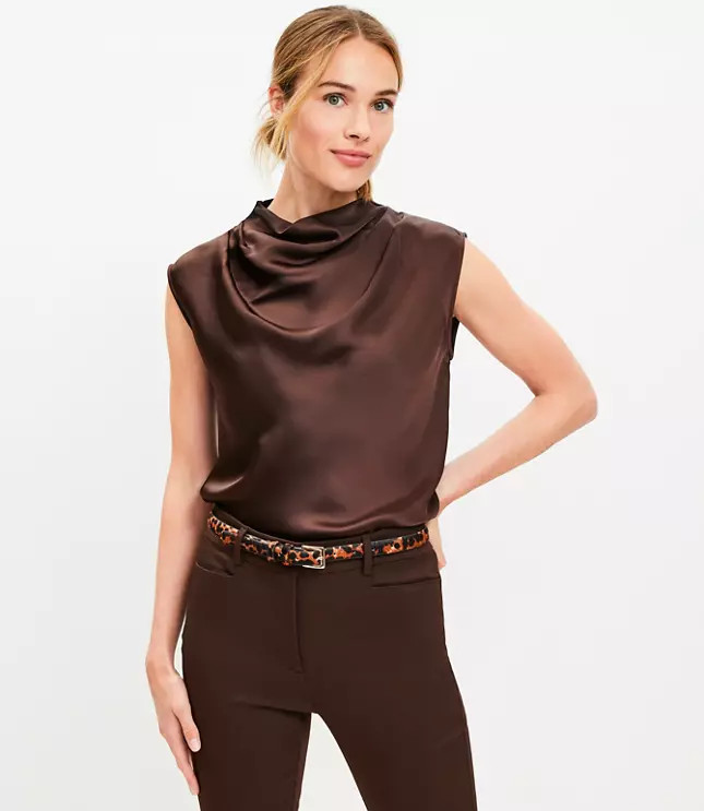 Satin Cowl Neck Shell | LOFT