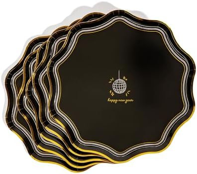 20 Ct 10.5" New Year’s Party Plates – Gold Foil Disposable Paper Plates for Holiday Celebrati... | Amazon (US)