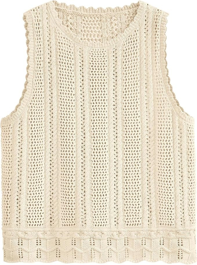 KIRUNDO Beach Vacation Clothes for Women Spring Summer Crochet Sweater Vest Tank Tops Cover Ups R... | Amazon (US)