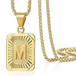 Trendsmax Initial A-Z Letter Pendant Necklace Mens Womens Capital Letter Yellow Gold Plated Stain... | Amazon (US)