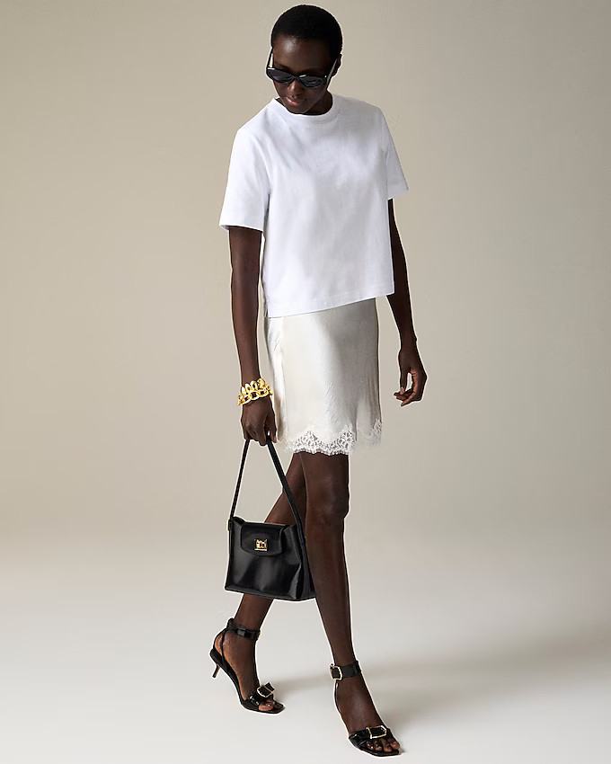 Relaxed premium-weight cropped T-shirt | J. Crew US