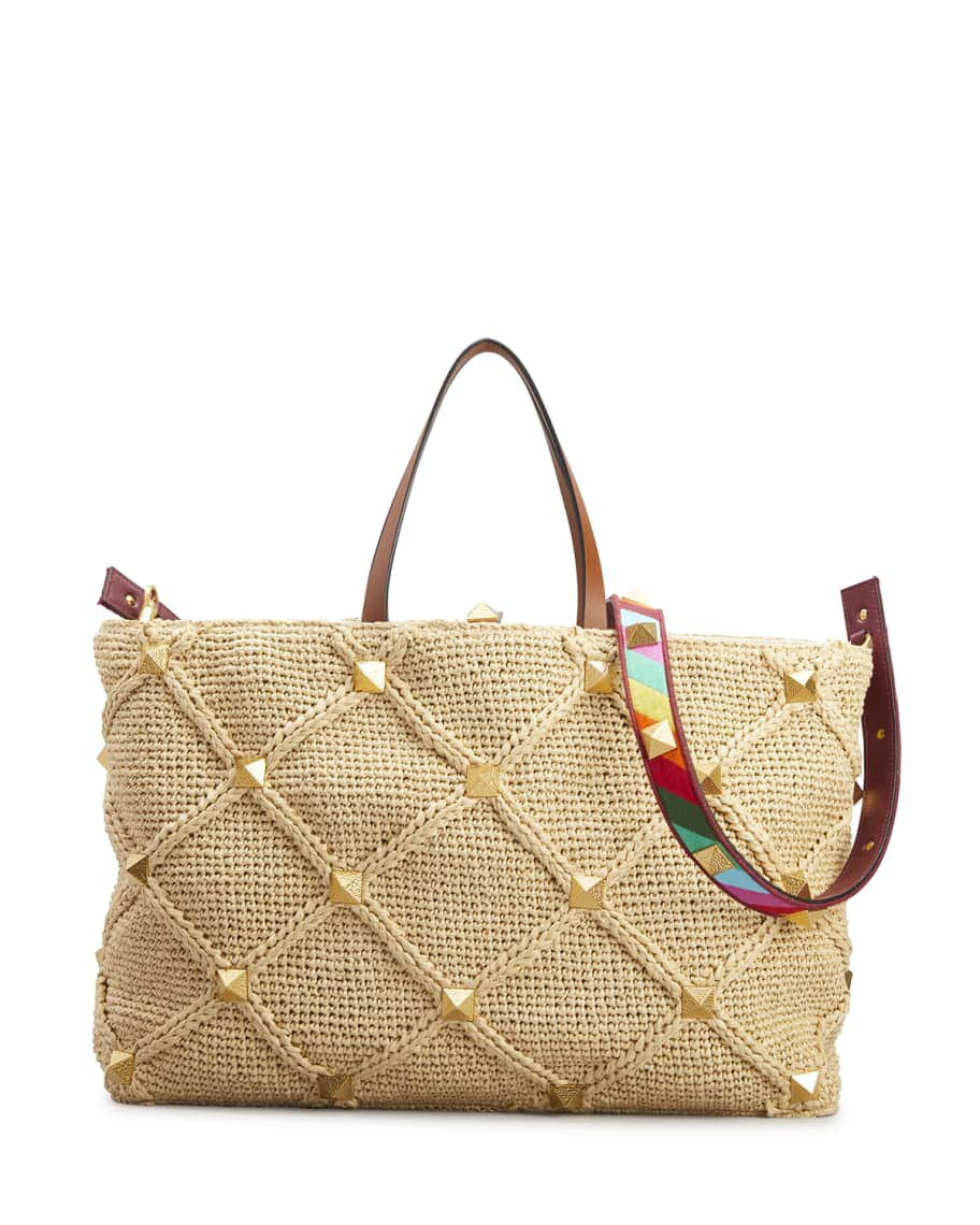 Valentino Garavani Roman Stud Cotton Large Tote Bag | Neiman Marcus