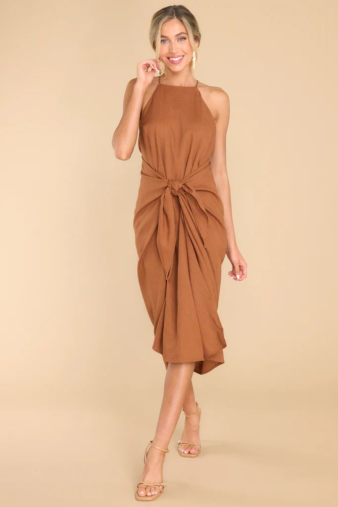 Going There Brown Midi Dress | Red Dress 