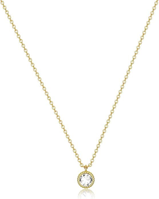 Tewiky Diamond Pendant Necklace for Women， Dainty Gold Layered Necklaces 14k Gold Plated Stacke... | Amazon (US)