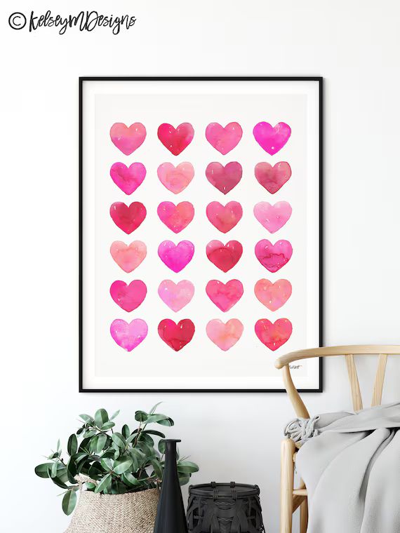DIGITAL DOWNLOAD - Pink and Red Heart Printable, Valentines Day Printable, Love Wall Art, Classro... | Etsy (US)