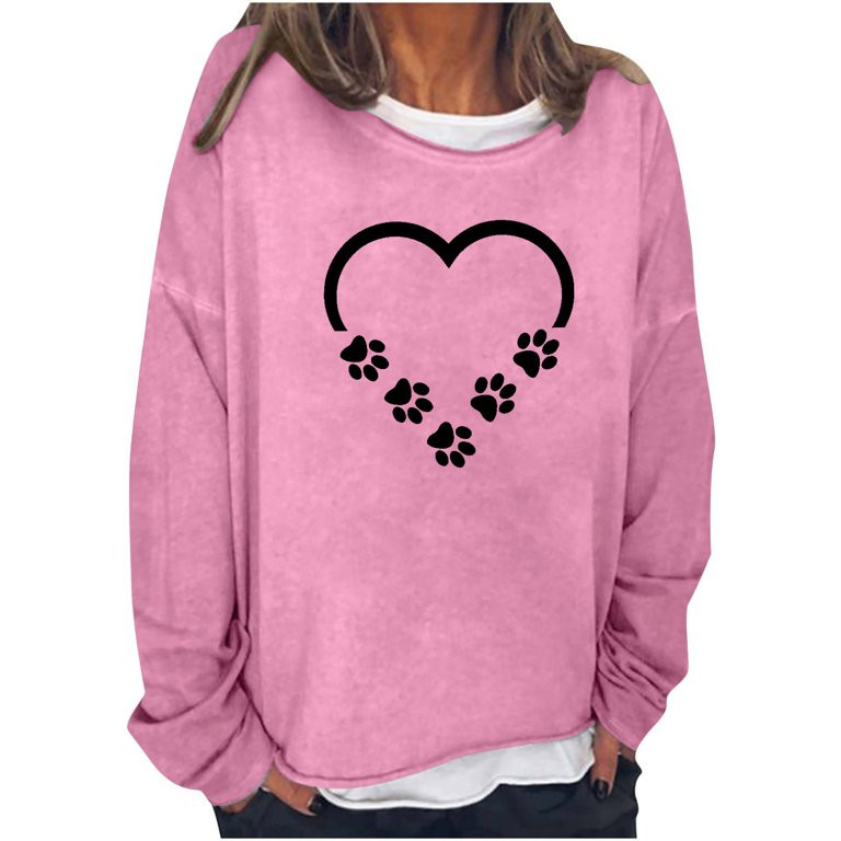 Lovskoo Women Plus Size Dog Mom Sweatshirt Dog Mama Pullover Cute Dog Paw Graphic Tee Novelty Let... | Walmart (US)