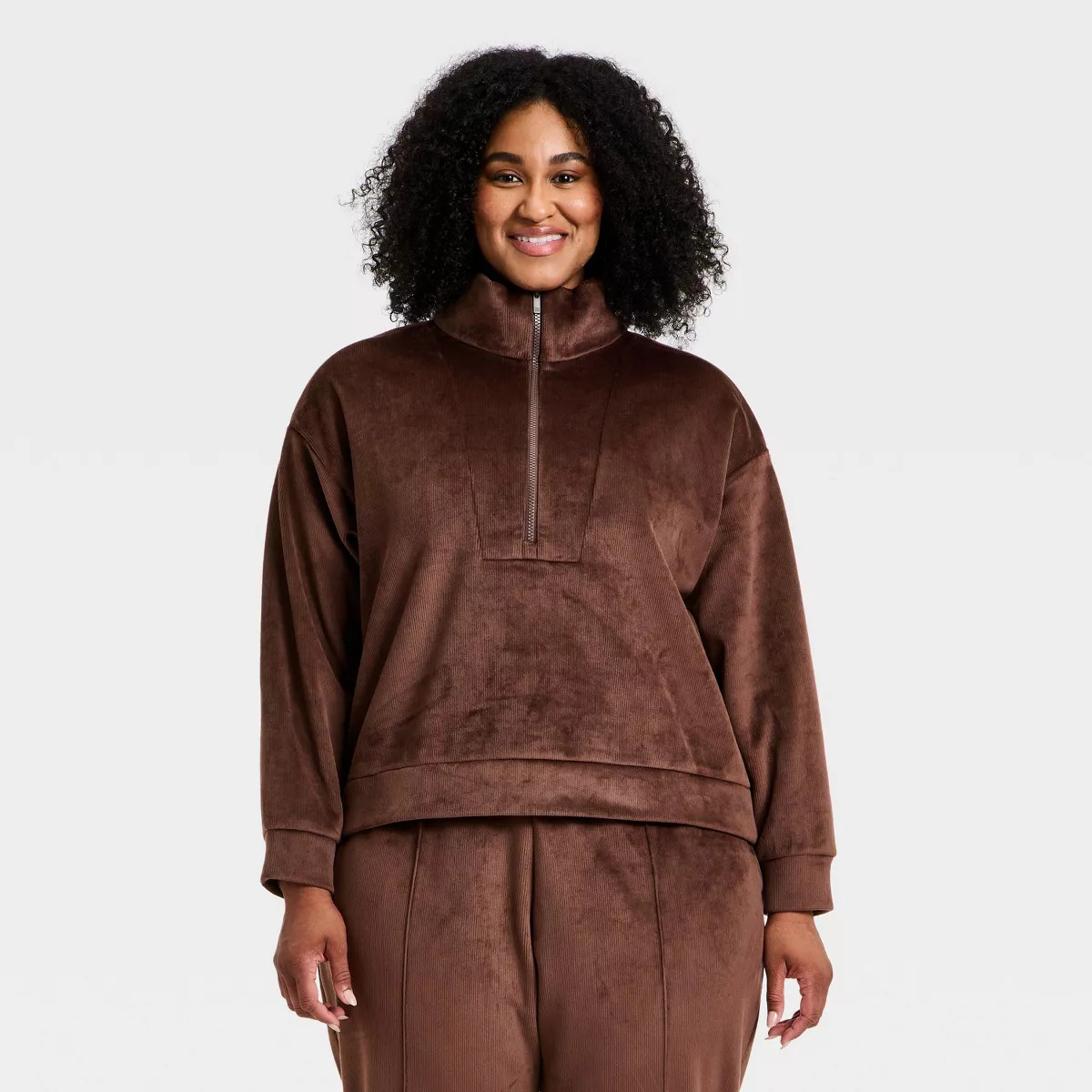 Women's Velour Ribbed 1/2 Zip Sweatshirt - All In Motion™ | Target