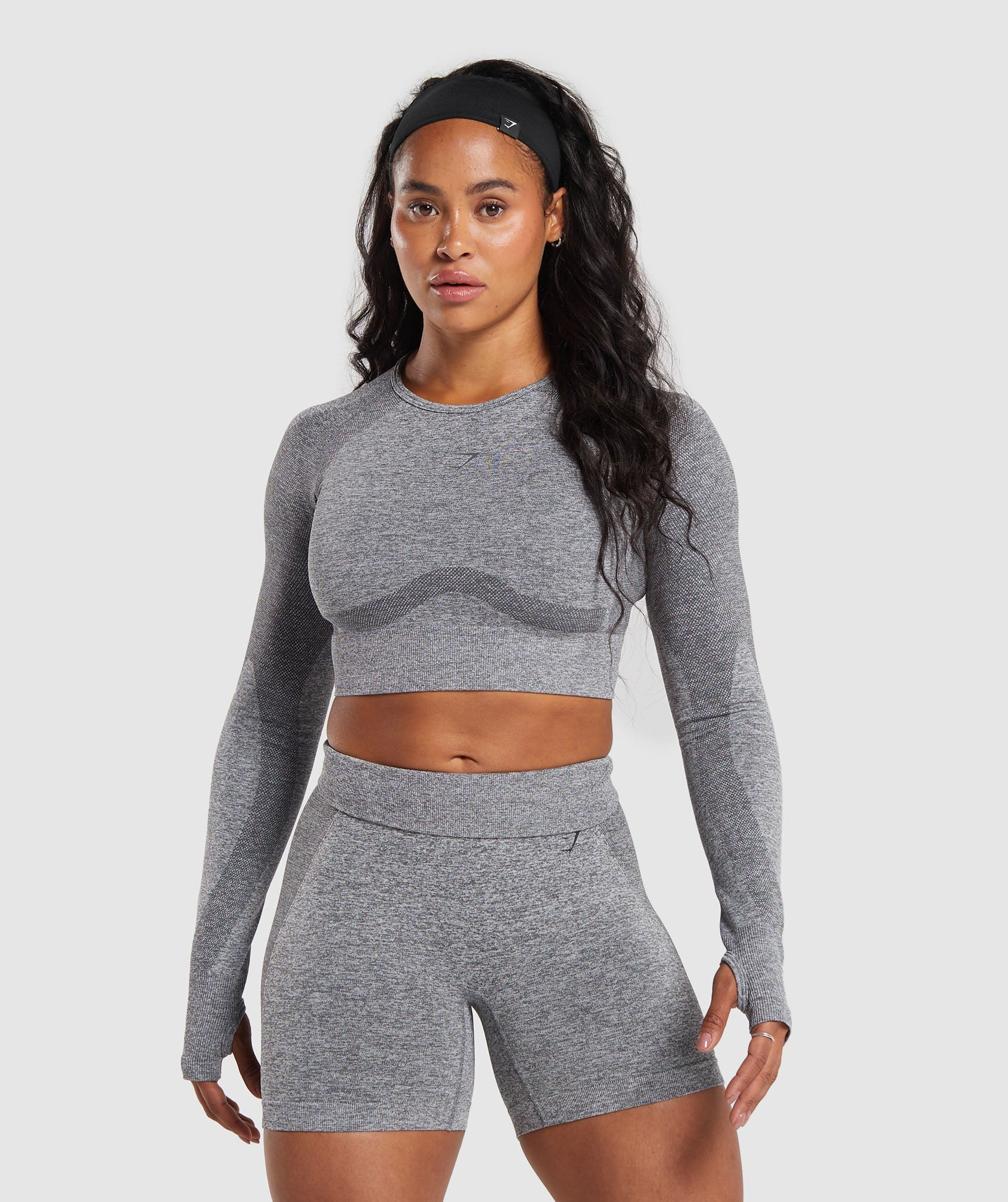 Gymshark Flex Long Sleeve Crop Top - Charcoal Grey Marl | Gymshark US