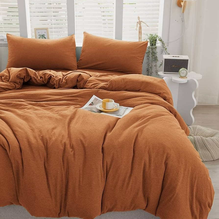 LIFETOWN 100% Jersey Knit Cotton Duvet Cover Set T-Shirt Feel Bedding Set Ultra Soft Wrinkle-Free... | Amazon (US)