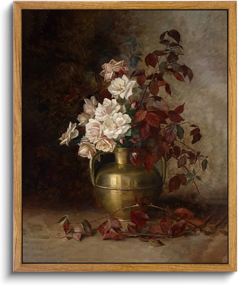 VIYYIEA Vintage Flower Wall Art Room Decor, Framed Canvas Wall Art Botanical Prints, Flower in Va... | Amazon (US)