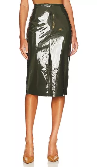 Shop Faux Patent Leather Midi Skirt