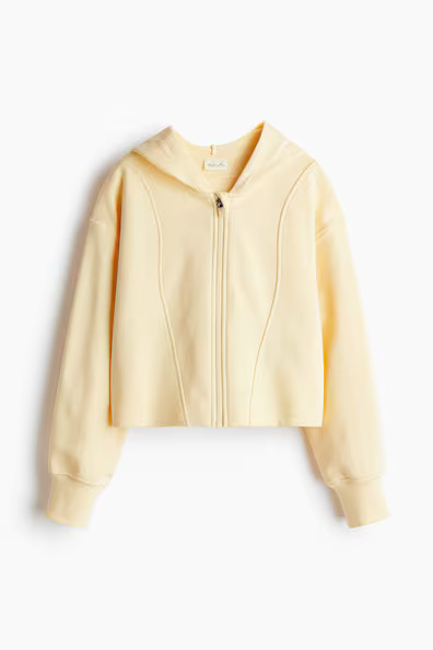 H & M - Short zip-through sports hoodie - Yellow | H&M (UK, MY, IN, SG, PH, TW, HK)