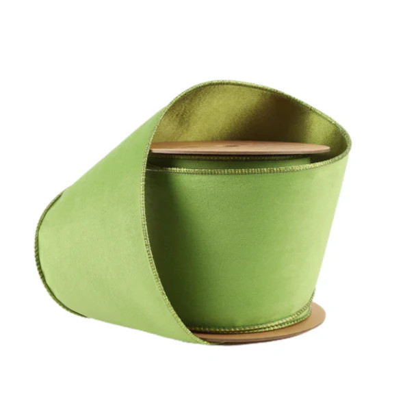 Reversible Chartreuse Suede Ribbon - 4" | Fig and Dove