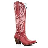 Corral Women's Rioja Red Embroidery Tall Top Snip Toe Western Leather Boots | Amazon (US)