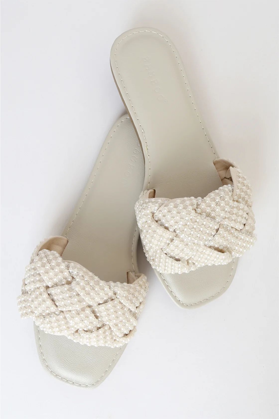 Avalon Ivory Pearl Braided Flat Slide Sandals | Lulus (US)
