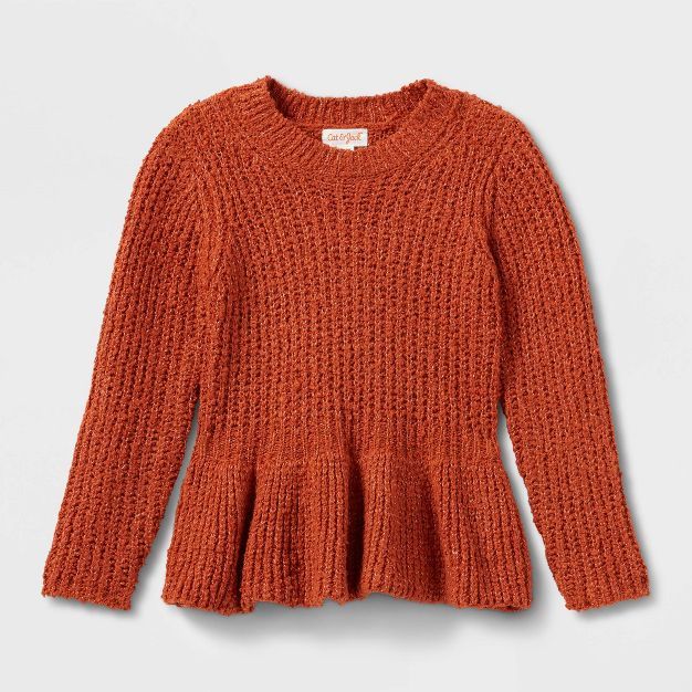 Toddler Girls' Solid Peplum Sweater - Cat & Jack™ Orange | Target