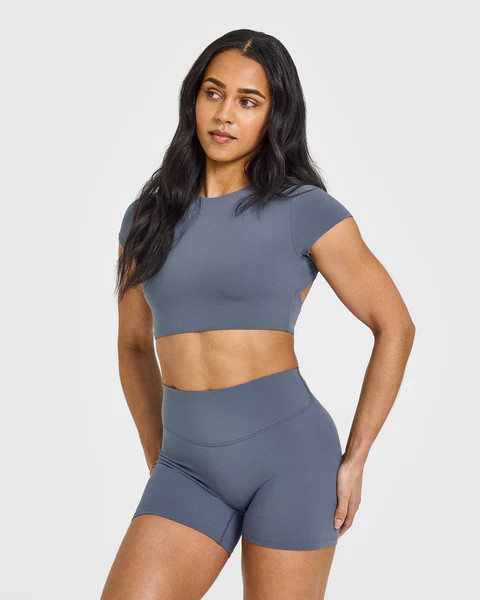 SoftMotion™ Short Sleeve Crop Top 
 Granite Blue | Oner Active (UK / US)