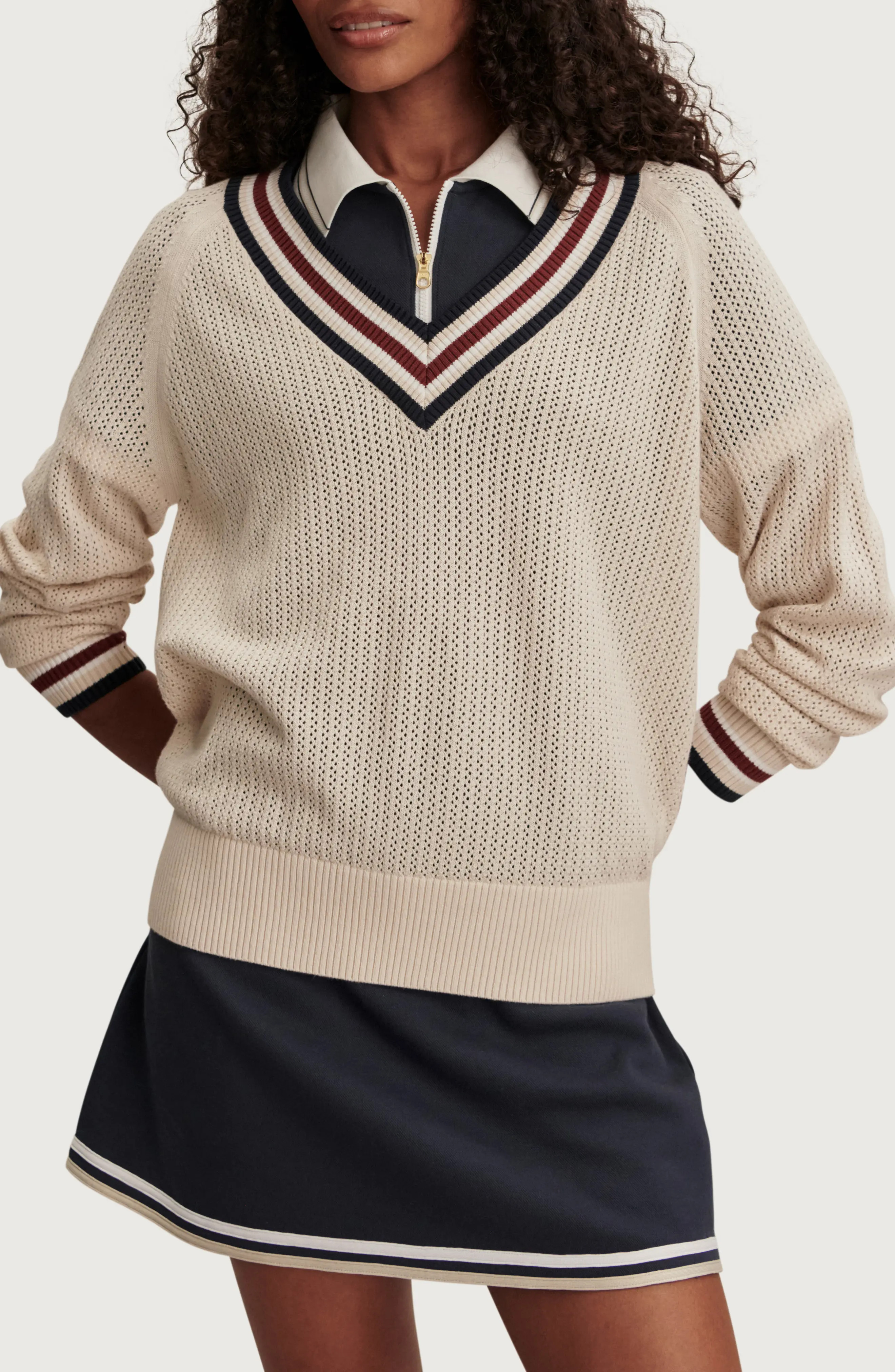 Maurice Open Stitch Cotton V-Neck Sweater (Women) | Nordstrom | Nordstrom