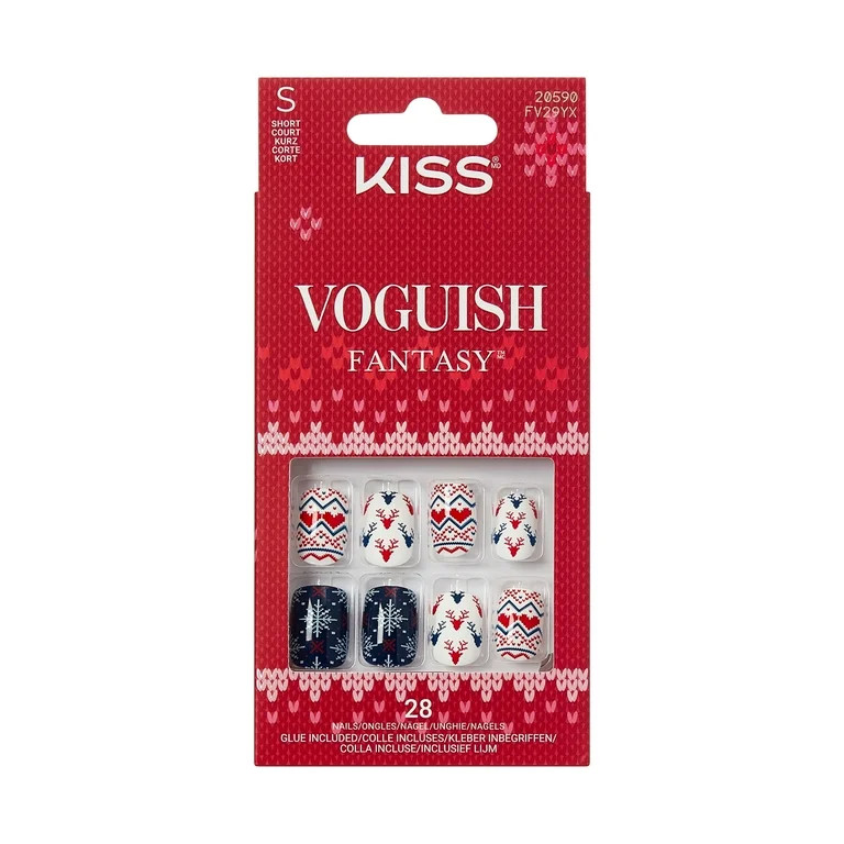KISS Voguish Fantasy Holiday Press On Nails, ‘Snow Much Fun’, Multicolor, Short Squoval, 28 C... | Walmart (US)
