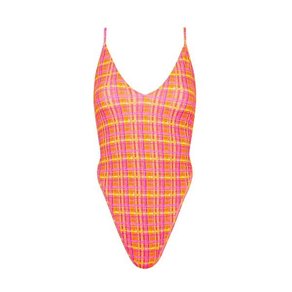 Women's Kulani Kinis Plunge Cross Back One Piece Swimsuit Small Peaches | Scheels