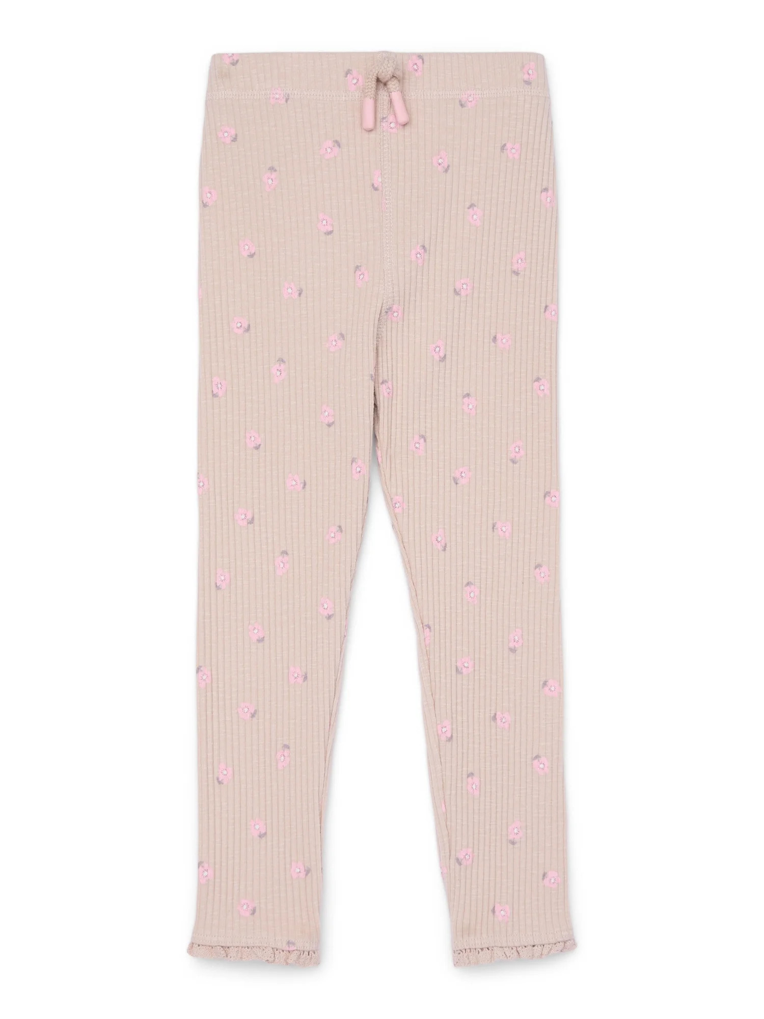 easy-peasy Toddler Girl Lace Hem Rib Leggings, Sizes 18M-5T | Walmart (US)