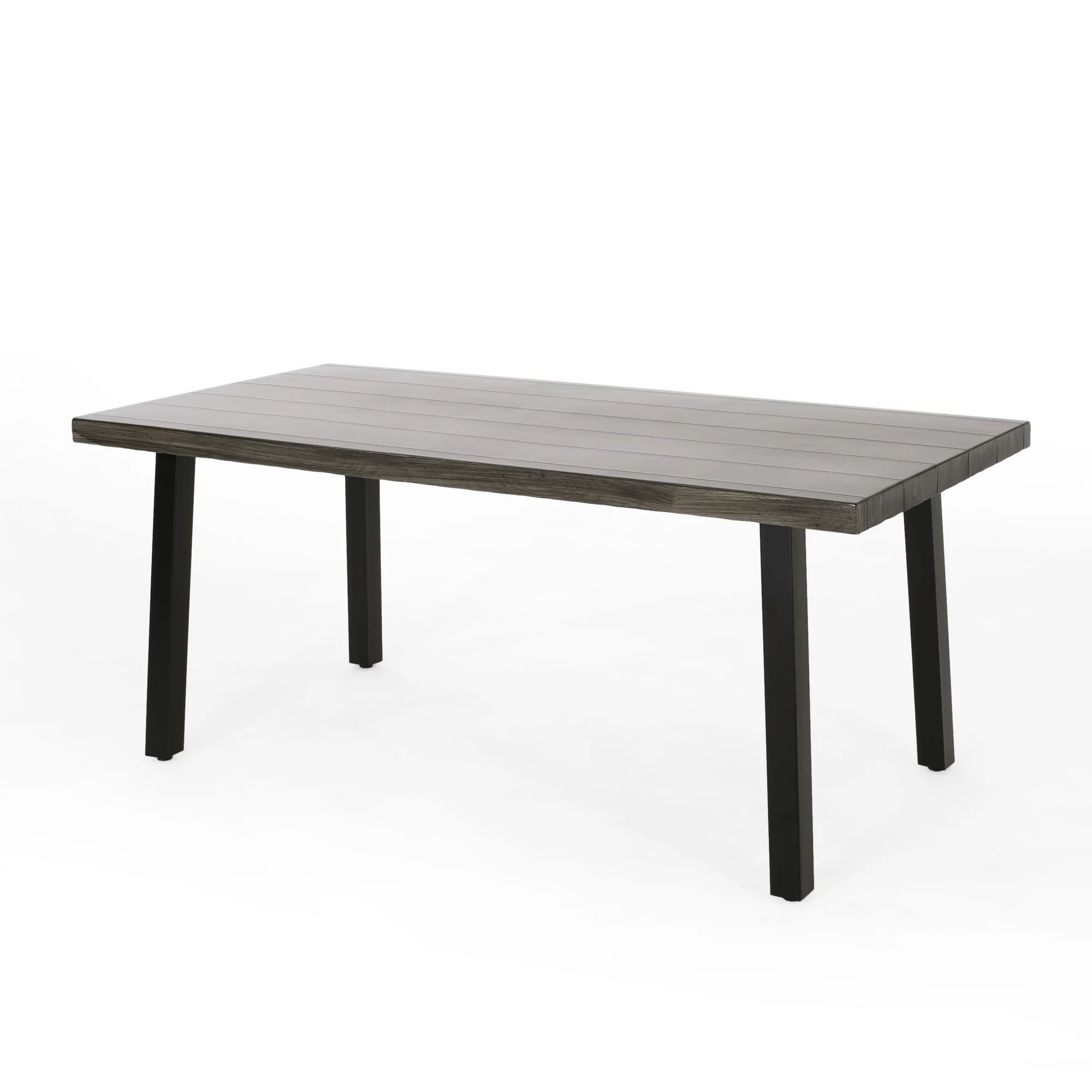Noble House Pointe 68.75" Aluminum Patio Dining Table in Gray and Black | Walmart (US)
