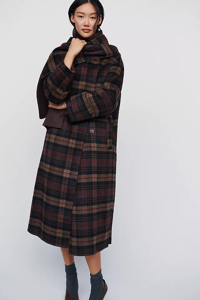 Wool Blend Funnel Neck Coat Jacket | Anthropologie (US)