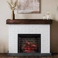 Country Living Country Living Jackson White Faux Brick Surround, Wood Mantel & 28" Smart Electric... | Wayfair North America