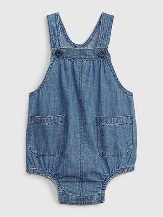 Baby 100% Organic Cotton Denim Bubble Overalls with Washwell | Gap (US)