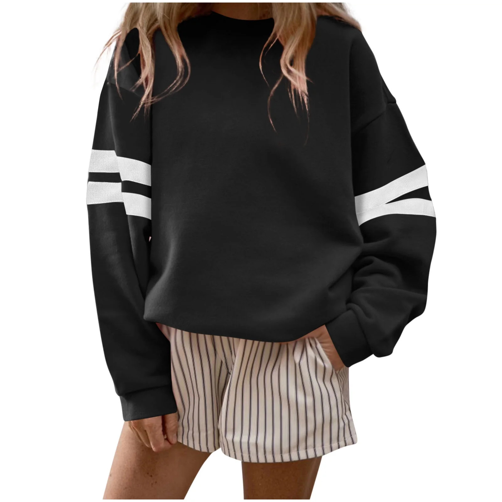 Womens Lightweight Sweatshirt Sevevn Womens Solid Casual Long Sleeve Ladies Loose Hoodless Sweatshirts Blouse - Walmart.com | Walmart (US)