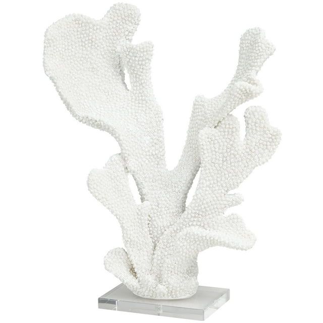 12" x 16" White Polystone Tall Textured Coral Sculpture with Clear Acrylic Base, by DecMode | Walmart (US)