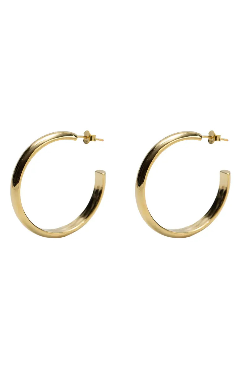 Argento Vivo Sterling Silver 18K Gold Plate Sterling Silver Flat Edge Hoop Earrings | Nordstrom | Nordstrom