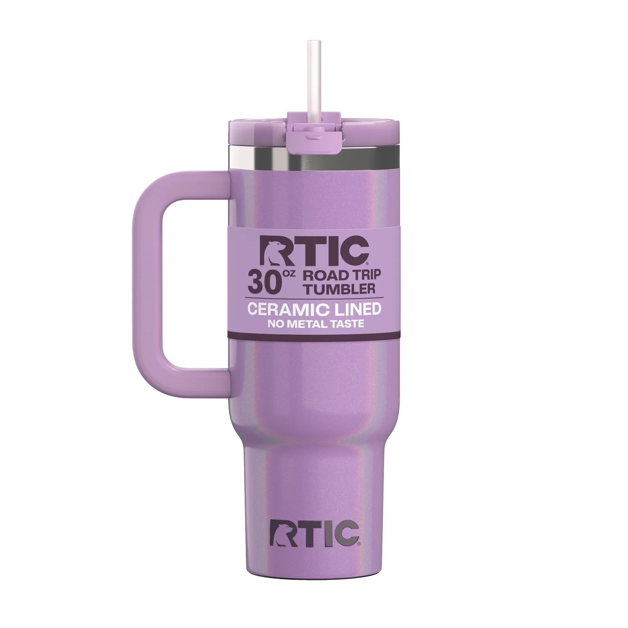 RTIC 30 oz Insulated Tumbler with Handle, Ceramic Lined, Leak-Resistant Straw Lid, Lavender Glitt... | Walmart (US)