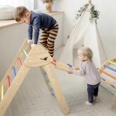 Pikler Triangle Set, 3 In 1 Toddler Climbing Toys, Wooden Montessori Climbing Set With Foldable Ladder & Arch & Ramp, Baby Climber Jungle Gym, Kids In | Wayfair North America