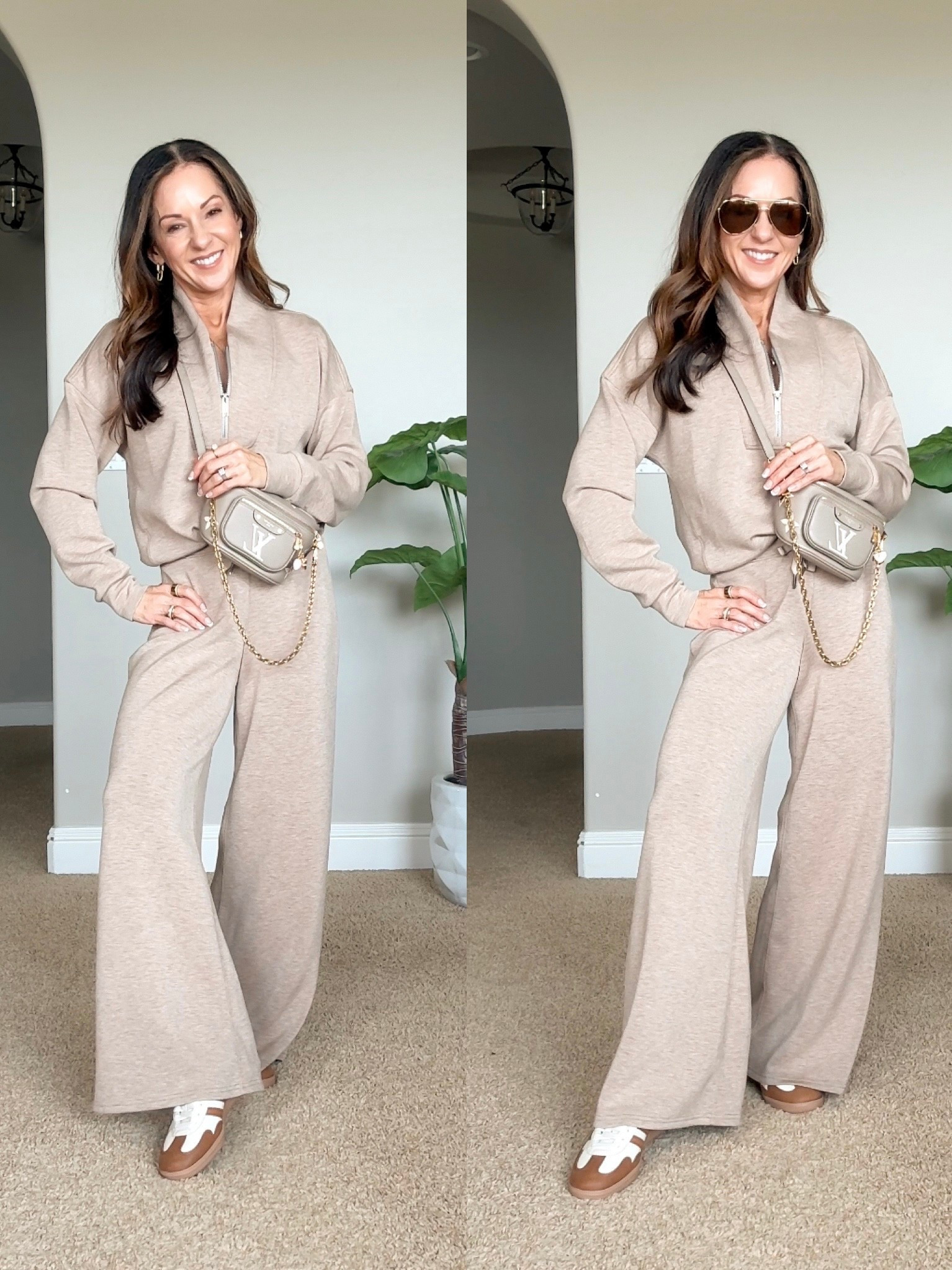 The ultimate in elevated sets. There’s nothing quite like @Spanx AirEssentials

I’m wearing the color Dune Heather

For ref: I’m 5’1”, 107lbs
Bottoms come in petite regular and tall. I’m wearing a size XS petite bottoms and XS top. Tank XS, sneakers TTS

#LTKOver40 #LTKPetite #LTKTravel