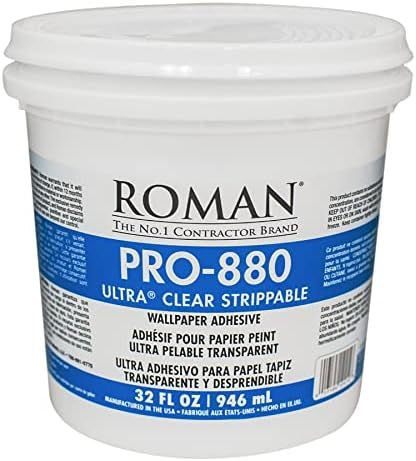 Roman Ultra Clear Strippable Wallpaper Adhesive, Clear Glue, PRO-880 (32 Ounce - 80 sq. ft.) | Amazon (US)