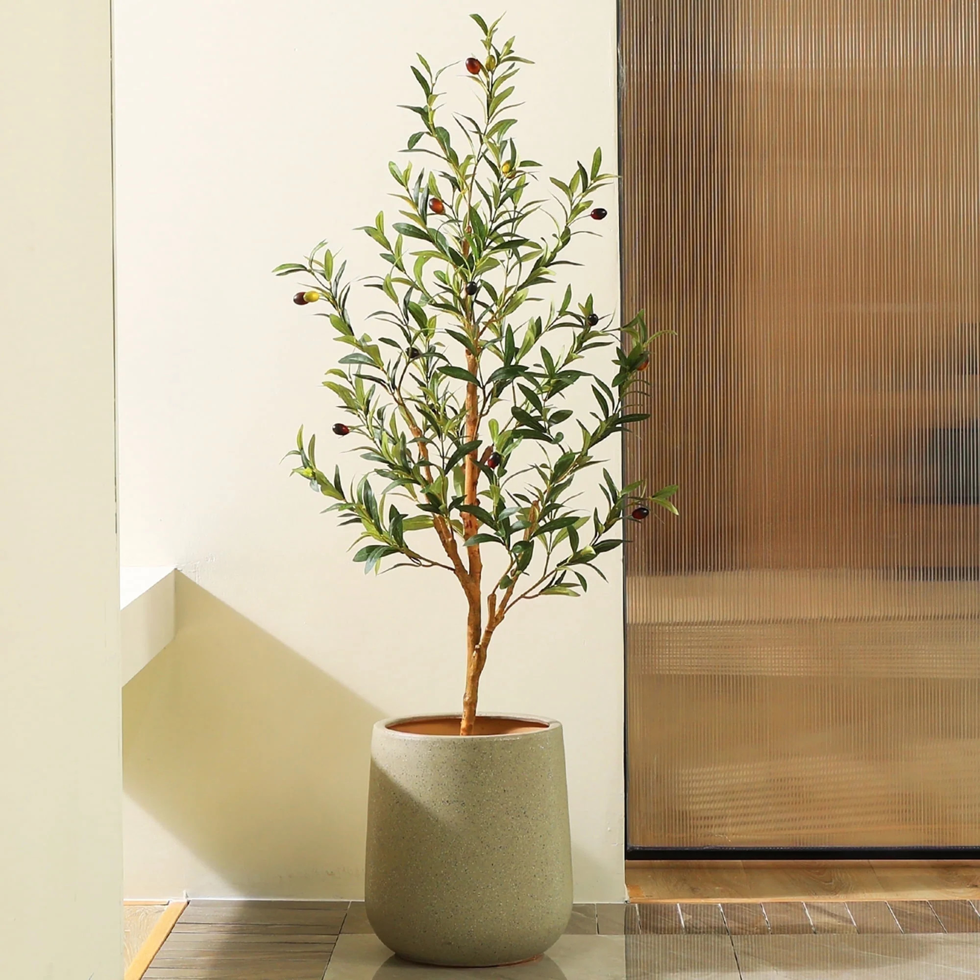 DR.Planzen 6ft Artificial Olive Tree Indoor, Tall Faux Olive Tree, Artificial Plants with Natural Wood Trunk and Lifelike Fruits for Home Office Decor | Walmart (US)