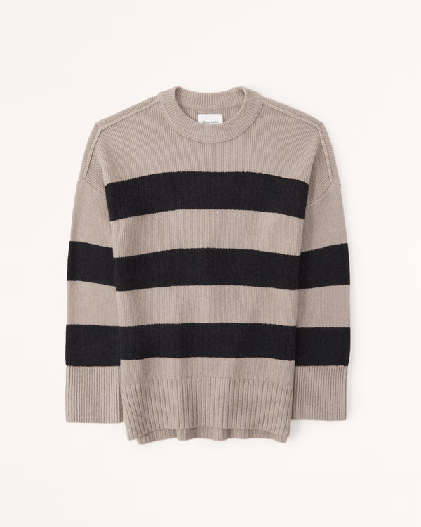 Oversized Fluffy Striped Crew Sweater | Abercrombie & Fitch (US)