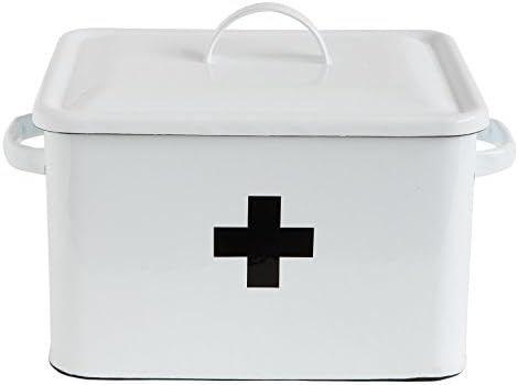 Amazon.com: Creative Co-Op Enameled First Aid Lid & Black Front Box, White, Black Cross : Health ... | Amazon (US)
