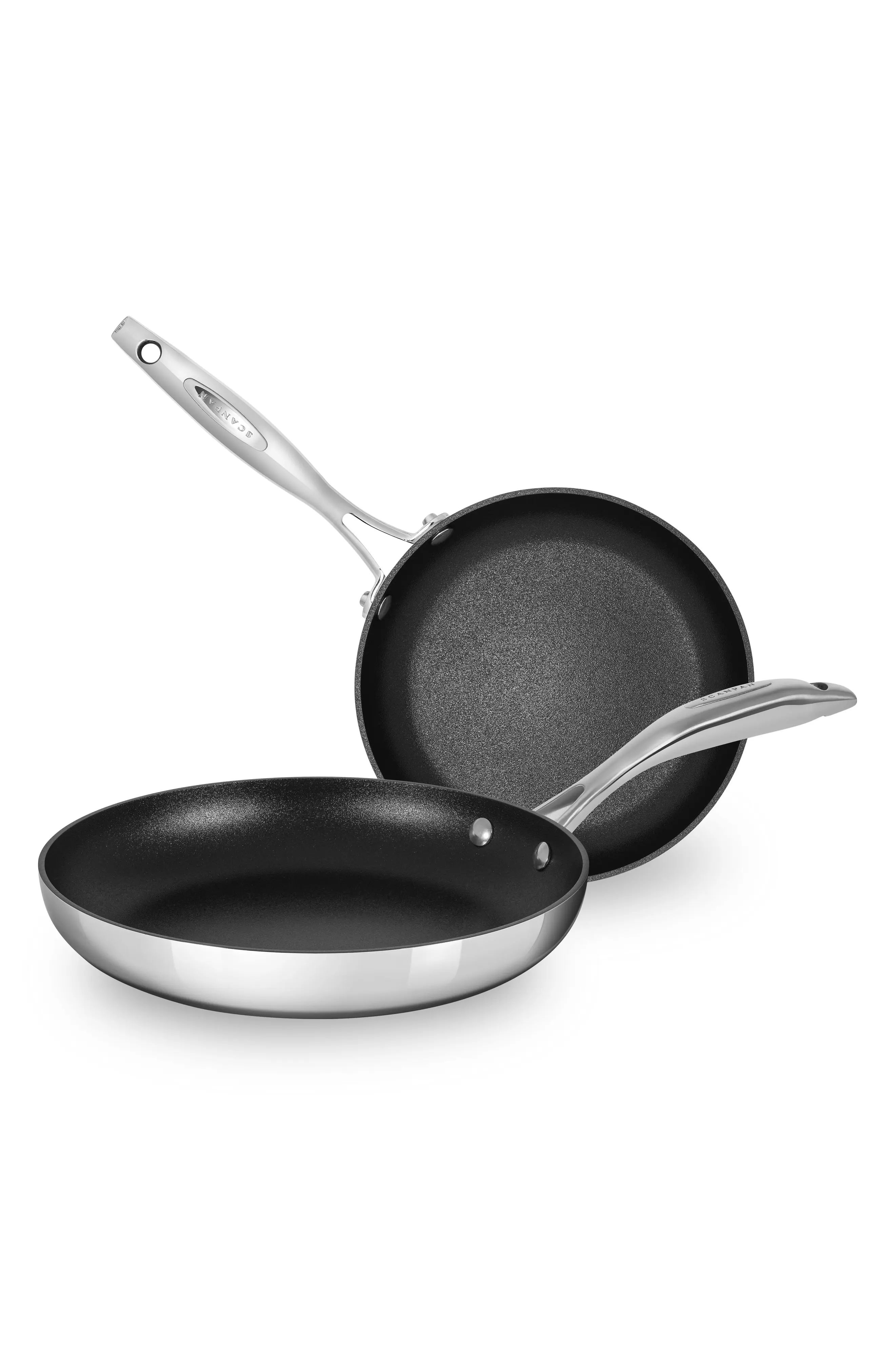 Scanpan HaptIQ 2-Piece Stainless Steel Fry Pan Set in Silver at Nordstrom | Nordstrom