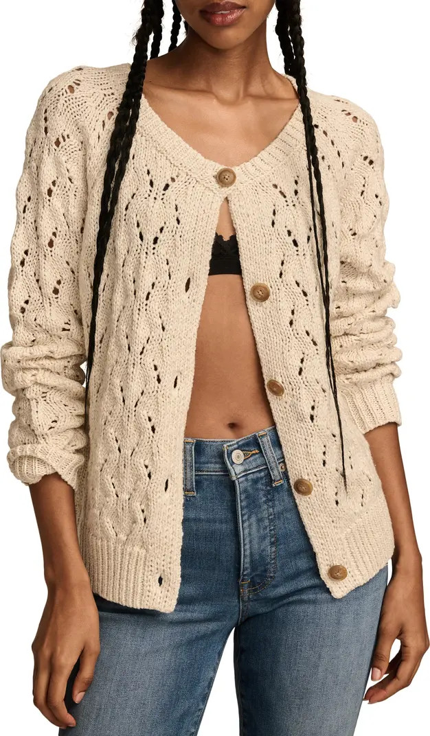 Shine Cotton Blend Pointelle Cardigan | Nordstrom