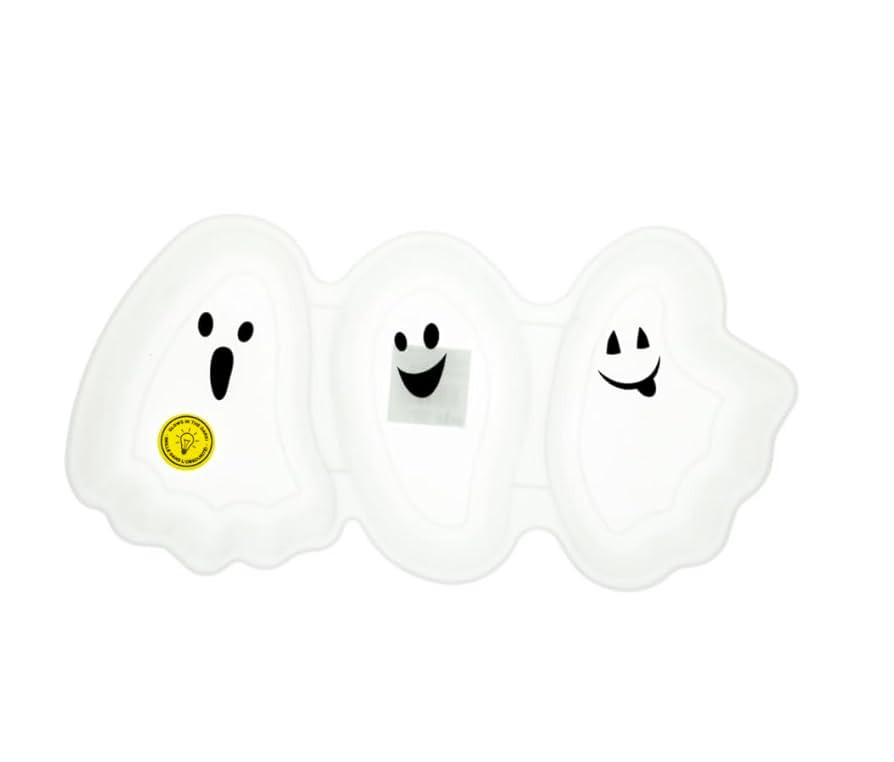 Halloween Boo Ghost Plastic Sectional Plate, Glow-In-The-Dark, 3 Compartments, White 8x1.28x15 Sp... | Amazon (US)