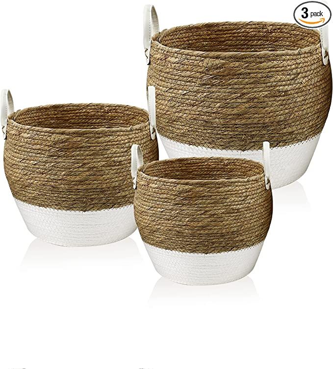 Babion 3 Sizes Hand Woven Storage Baskets, Round Woven Baskets for Organizing, Decorative Basket ... | Amazon (US)