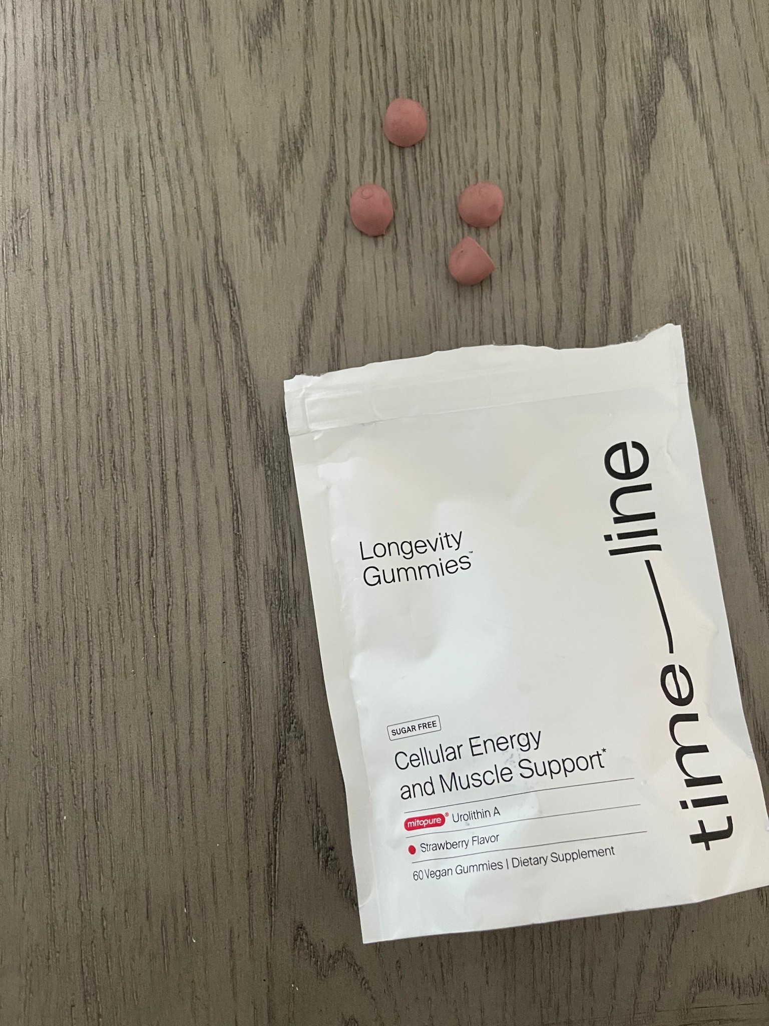 MitoPure Longevity Gummies by TimeLine for energy and mitochondrial support by supplementing Urolithin A. I take 4 every day currently which is the max recommended dose and was cleared by my doctor to take. 🙌🏻 As a women in my 40’s I feel this has been helping me a lot after taking for a few months.

#LTKOver40